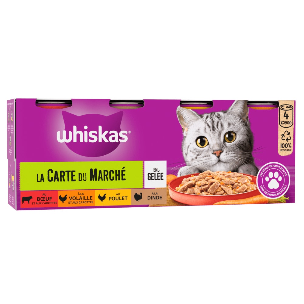 WHISKAS® La Carte Du Marché En Gelée Pour Chat Adulte 4 Variétés 4 x 390g - 1