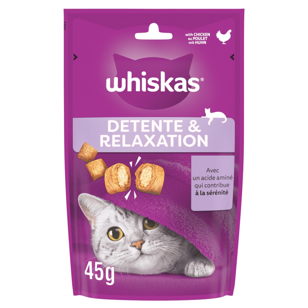 WHISKAS® Relax & Unwind Détente & Relaxation au Poulet Aliment complémentaire pour Chat Adulte 45g - 1