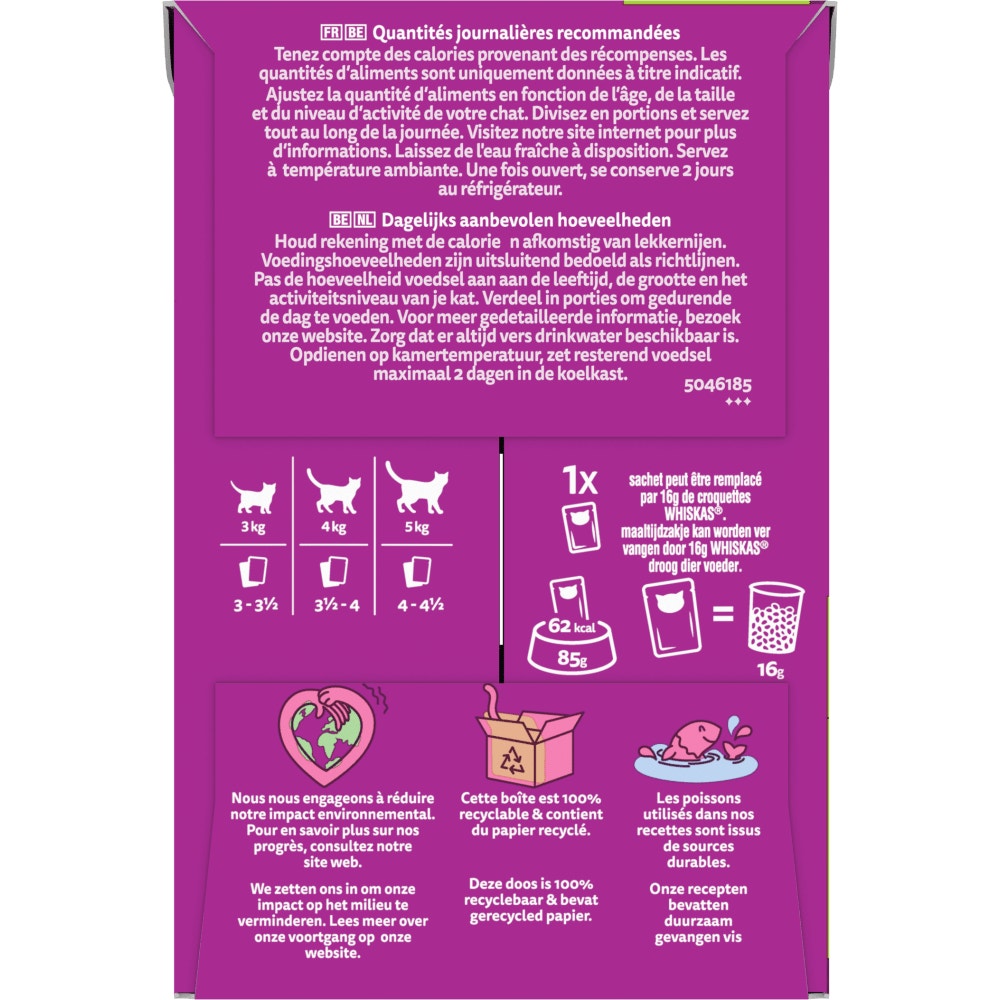 WHISKAS® Sachets Fraîcheur La Carte Mixte En Gelée Pour Chat Adulte 4 Variétés 12 & 48 x 85g - 4