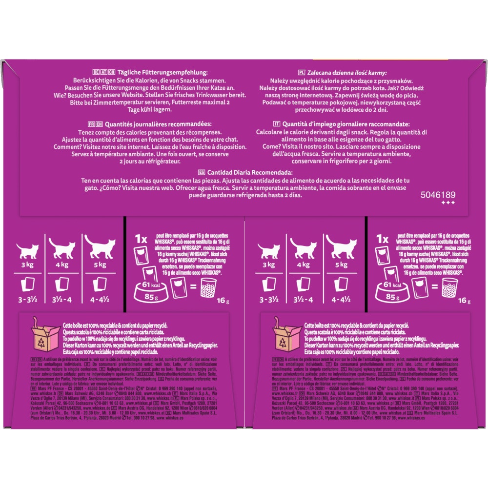 WHISKAS® Sachets Fraîcheur Les Festins À La Volaille En Sauce Pour Chat Adulte 4 Variétés 24 x 85g - 4